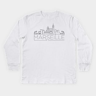 Marseille Minimal Skyline Kids Long Sleeve T-Shirt